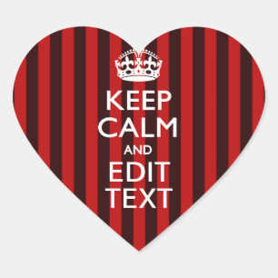 Personalised Keep Calm Your Text on Red Stripes Heart Sticker