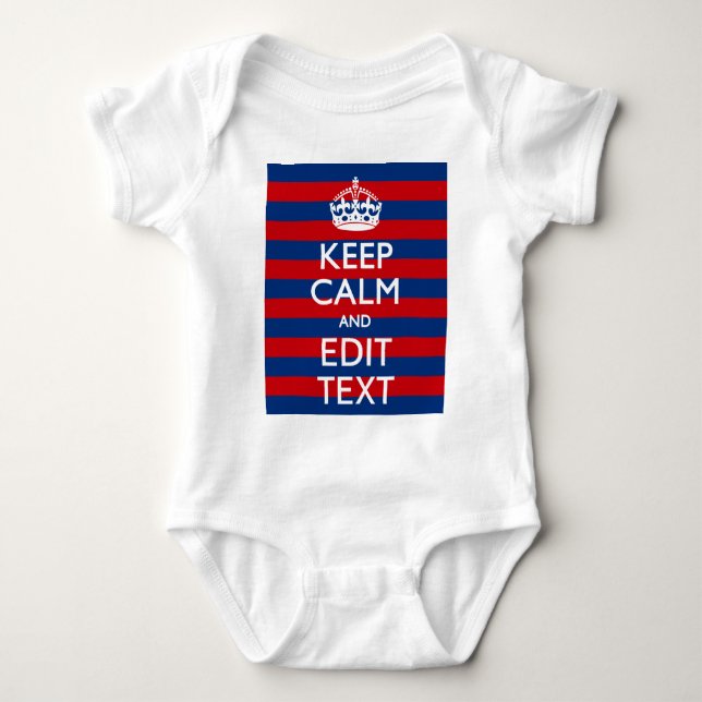 Personalised KEEP CALM Your Text on Stripes Baby Bodysuit (Front)