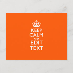 Personalised KEEP CALM Your Text Orange Accent Postcard