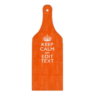 Personalised KEEP CALM Your Text Orange Decor Cutting Board