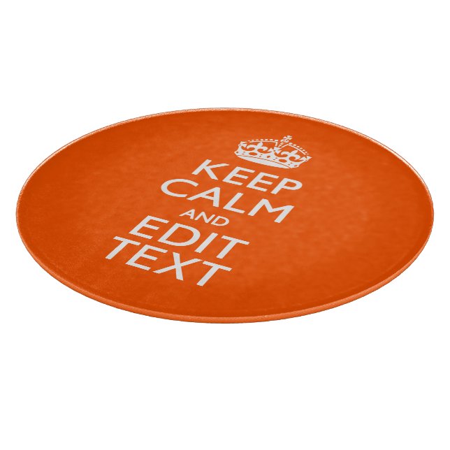 Personalised KEEP CALM Your Text Orange Decor Cutting Board (Corner)