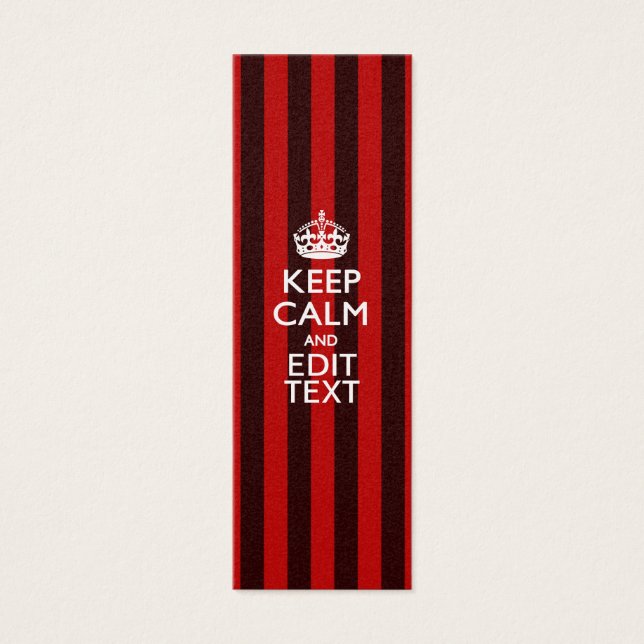 Personalised Keep Calm Your Text Red Stripes Decor (Front)