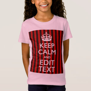 Personalised Keep Calm Your Text Red Stripes Decor T-Shirt