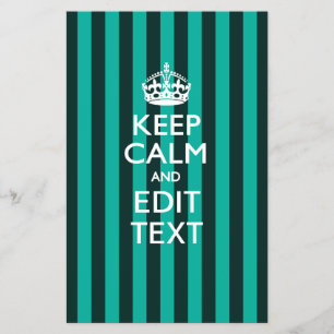 Personalised KEEP CALM Your Text Turquoise Stripes Flyer