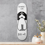 Personalised "Keep Out" Dog Room Sign Skateboard<br><div class="desc">Add a playful touch to your space with this custom "Keep Out" Dog Room Sign Skateboard Deck. Perfect for dog lovers and skateboarding enthusiasts alike, this deck features a cute black-and-white dog illustration on vibrant backgrounds. The messages "Alexander's Room" and "Keep Out!" clarify whose space this is, adding a fun...</div>