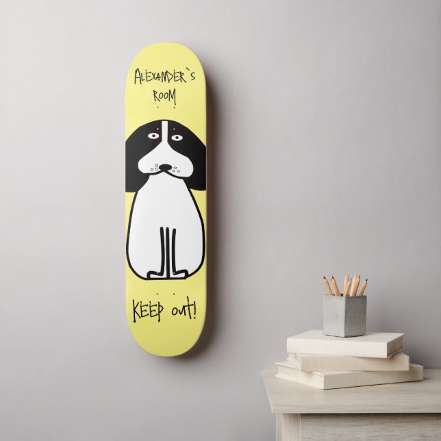 Personalised "Keep Out" Dog Room Sign Skateboard (Wall Art)