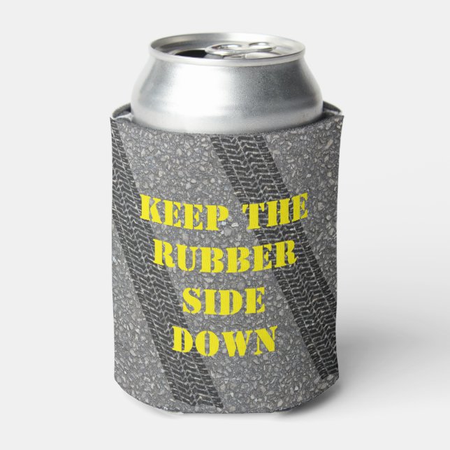 Personalised Keep the Rubber Side Down Can Cooler (Can Front)