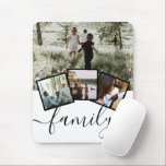 Personalised Keepsake 4 Photo Collage Family Mouse Mat<br><div class="desc">Photo collage with 4 template options and typography text saying family - perfect photo mouse pad from Ricaso</div>