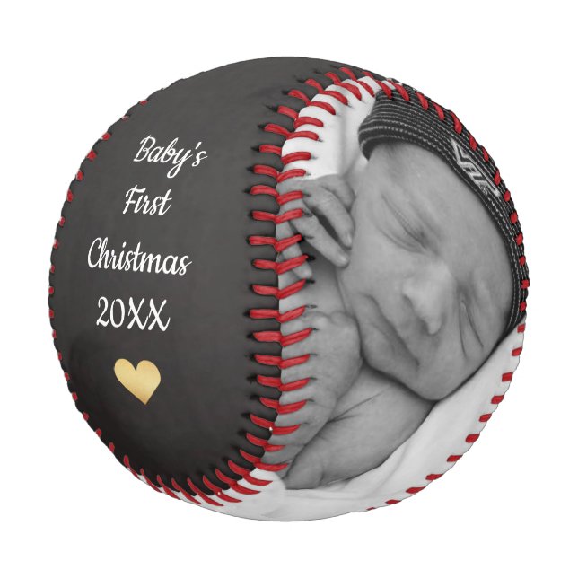 Personalised Keepsake Babys 1st Christmas Baseball (Angled)