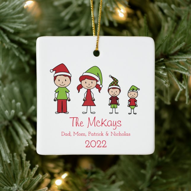 Personalised Keepsake Family Christmas Ceramic Ornament (Tree)