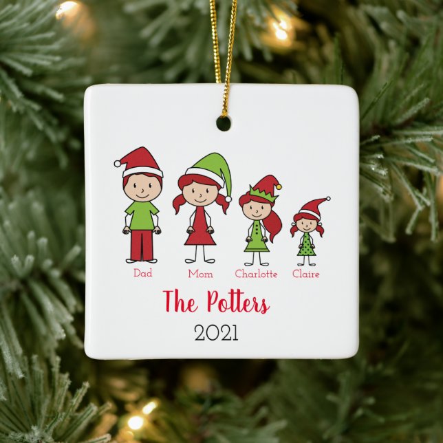 Personalised Keepsake Family Christmas Ceramic Ornament (Tree)