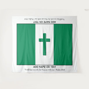 Personalised Keepsake   NIGERIA FLAG with Cross Tapestry