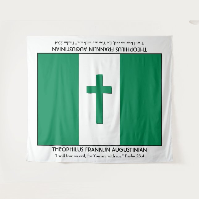 Personalised Keepsake | NIGERIA FLAG with Cross Tapestry (Front (Horizontal))