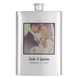 Personalised Keepsake Wedding Photo and Monogram Hip Flask
