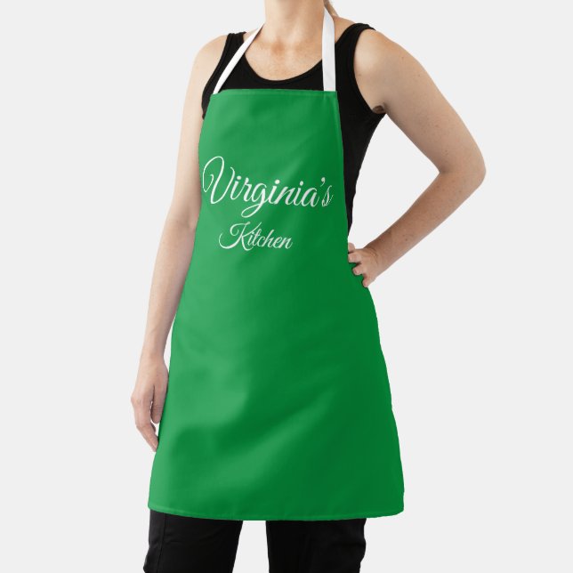 Personalised Kelly Green Apron (Insitu)
