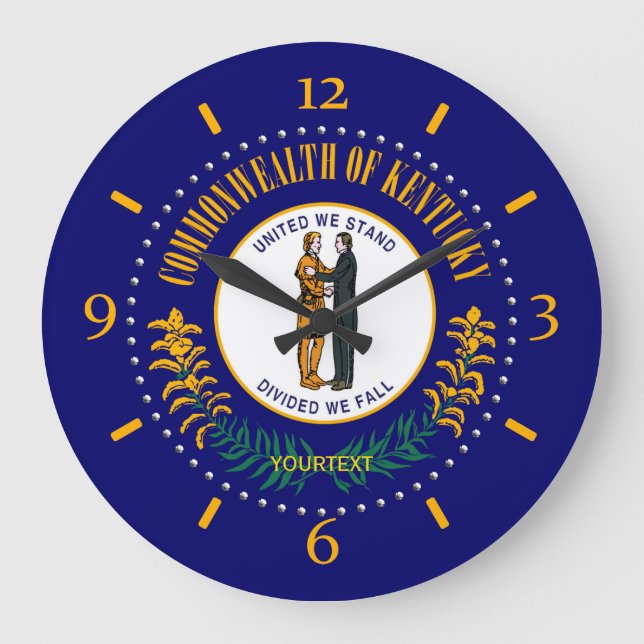 Personalised Kentucky State Flag Design on Large Clock (Front)