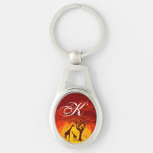 Personalised Key Chain African Safari Giraffe Sun