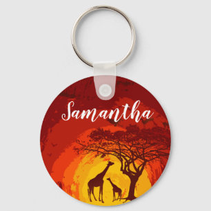 Personalised Key Chain African Safari Giraffe Suns