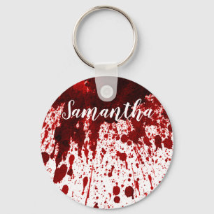 Personalised Key Chain Blood Splatter Vampire Goth