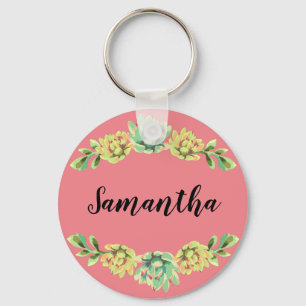 Personalised Key Chain Bohemian Cactus Succulents