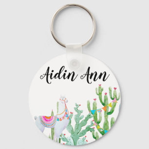 Personalised Key Chain Boho Llama Bohemian Cacti D