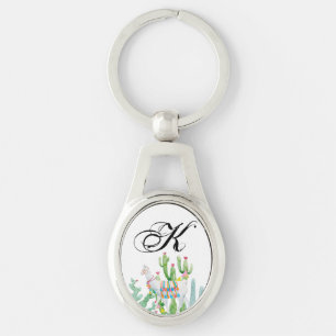 Personalised Key Chain Boho Llama Bohemian Cacti D