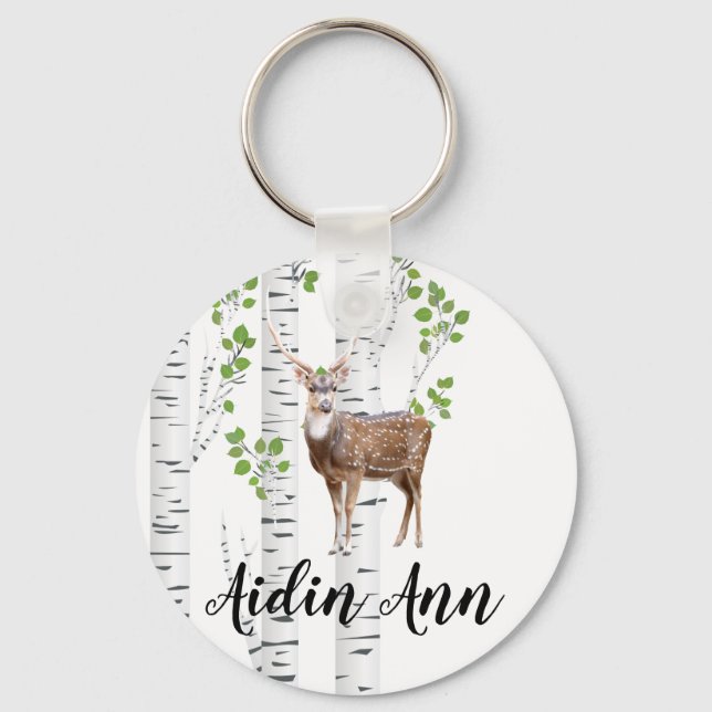 Personalised Key Chain Deer Doe Buck Woodland Hunt (Front)
