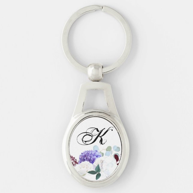 Personalised Key Chain Lavender Hibiscus on Whit (Front)