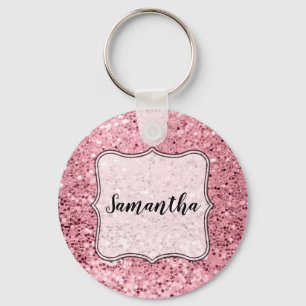 Personalised Key Chain Rose Gold Glitter