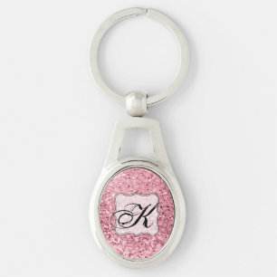 Personalised Key Chain Rose Gold Glitter