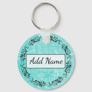 Personalised Key Chain Simple Black and Teal