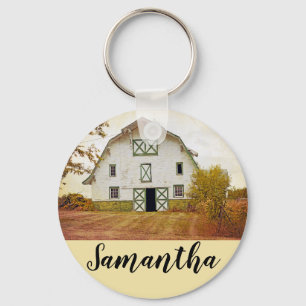 Personalised Key Chain Sunset Barn Country Rustic