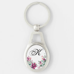 Personalised Key Chain Tropical Flower on White