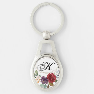 Personalised Key Chain White Roses Gold Geom