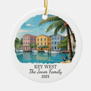 Personalised Key West Ornament, Florida State Ceramic Tree Decoration