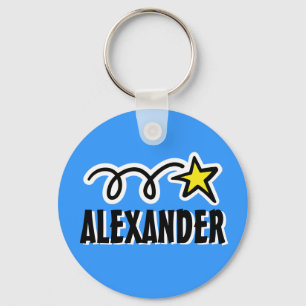 Personalised keychain for boy   Blue with star