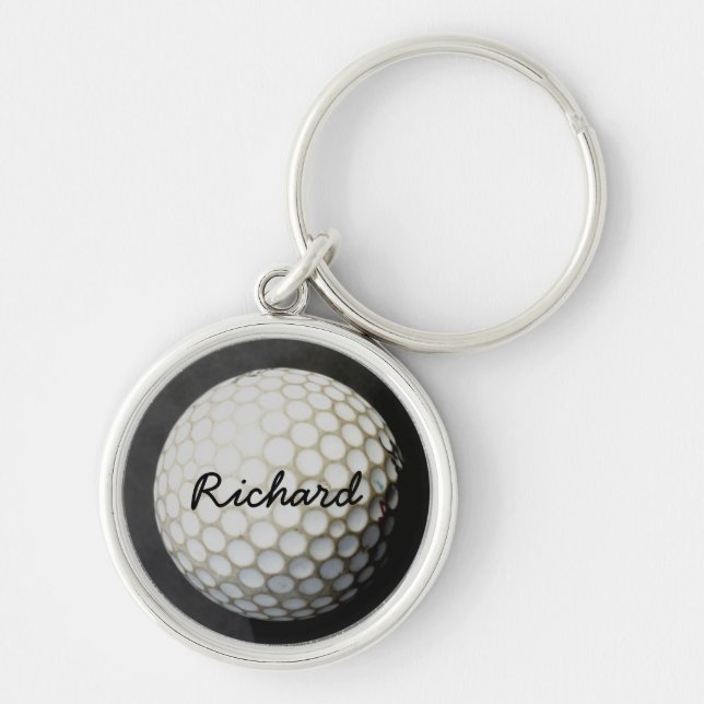 personalised keychain for golfer golf ball photo (Front)