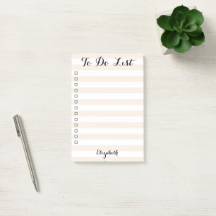 Personalised Khaki Striped Checklist To Do List Post-it Notes