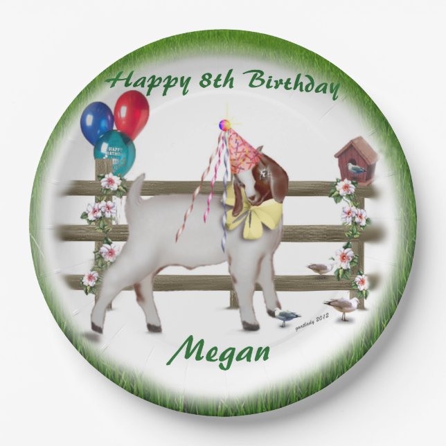 Personalised Kid Goat Theme Birthday Party Plates (Front)