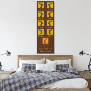 Personalised Kid Names Santa's Reindeers Christmas Canvas Print