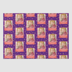 Personalised Kid Photo Happy Birthday Gold Crown Tissue Paper