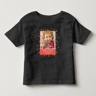 Personalised Kid Photo Happy Birthday Gold Crown Toddler T-Shirt
