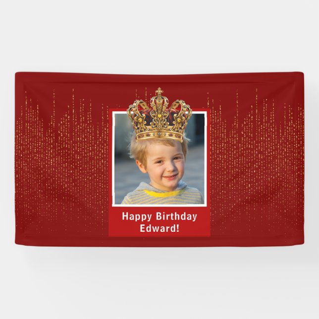 Personalised Kid Photo Happy Birthday King Crown Banner (Horizontal)
