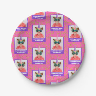Personalised Kid Photo Happy Birthday Unicorn Paper Plate