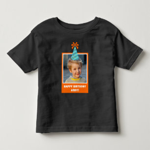 Personalised Kid Photo Happy Birthday w/ Blue Hat Toddler T-Shirt