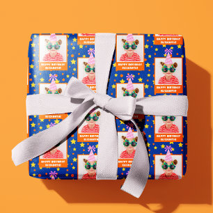 Personalised Kid Photo Happy Birthday w/ Pink Hat Wrapping Paper