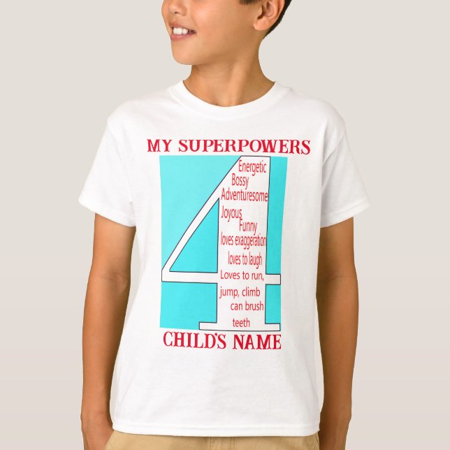 Personalised kids 4th birthday boy T-Shirt (Front)