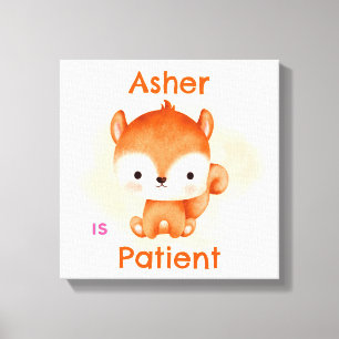 Personalised Kids Affirmation Deco Brown Squirrel Canvas Print