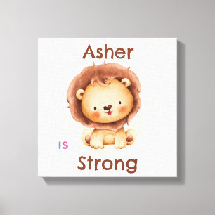 Personalised Kids Affirmation   Strong Lion   Canvas Print