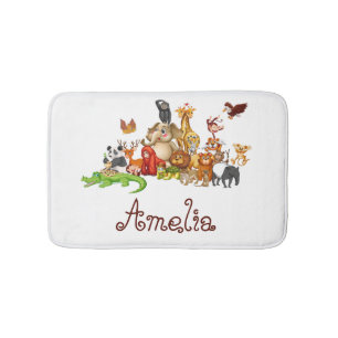 Personalised Kid's animals Bath Mat